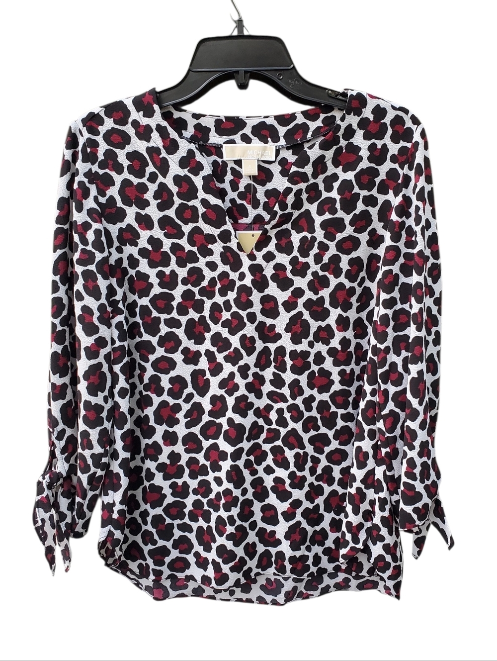 NWT Michael Kors Burgundy Leopard Print Women's Blouse